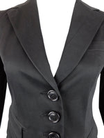 Vintage 2000s Y2K Max Mara Max & Co Chic Basic Black Solid Fitted Jacket Blazer