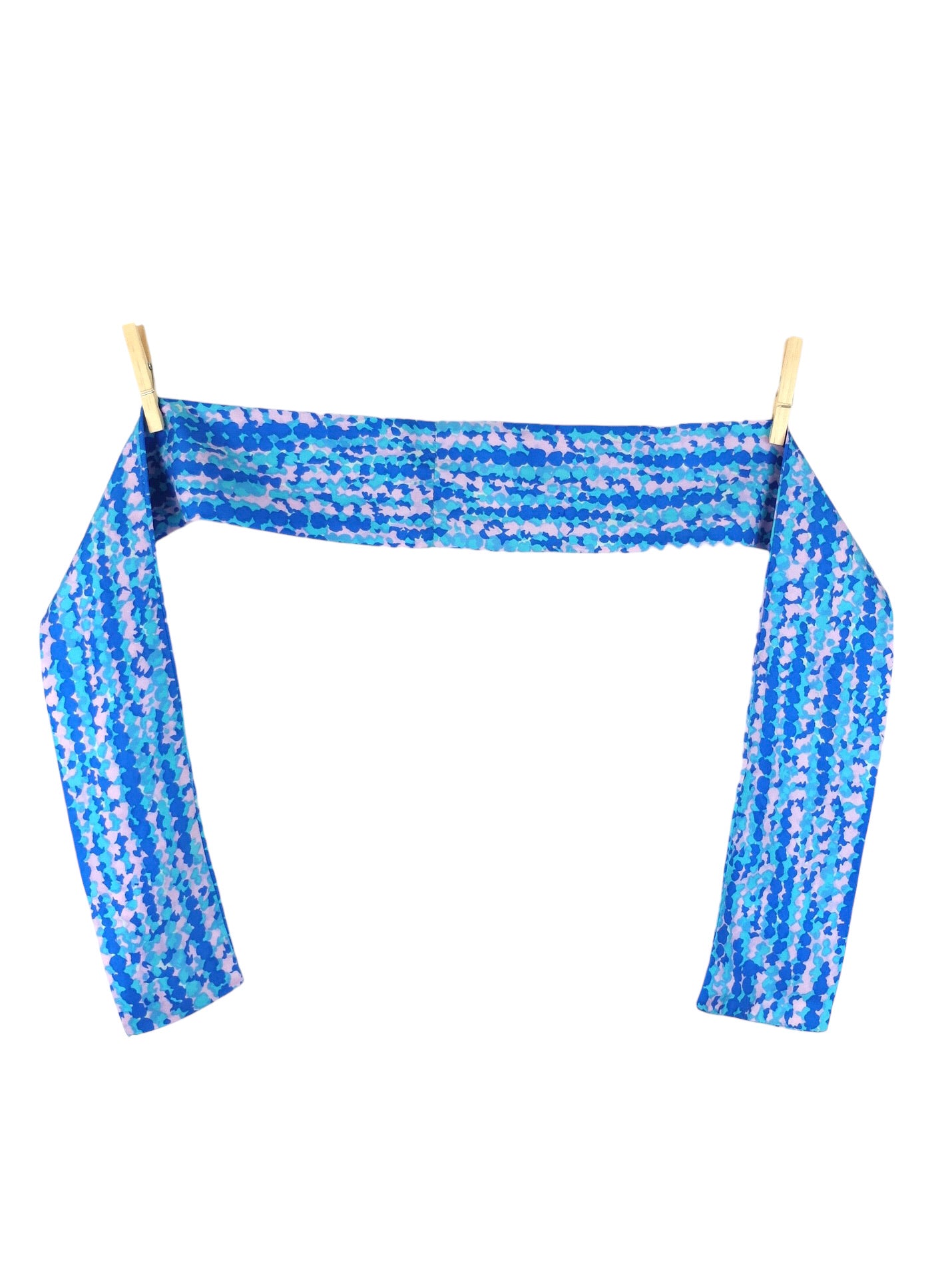 Vintage 60s Mod Psychedelic Blue & Pink Abstract Patterned Thin Wrap Neckerchief Neck Tie Scarf