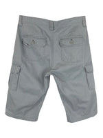 Vintage 90s Y2K Streetwear Utilitarian Gorpcore Style Grey Solid Basic Long Bermuda Jort Cargo Shorts | 32 Inch Waist