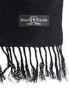 Vintage 2000s Y2K Polo Club Minimalist Basic Solid Black Fringed Long Wide Wrap Winter Scarf