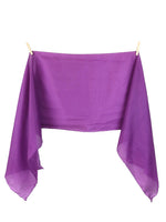 Vintage 2000s Y2K Silk Chic Purple Solid Sheer Chiffon Basic Wide Long Shawl Wrap Neck Tie Scarf with Handrolled Hem