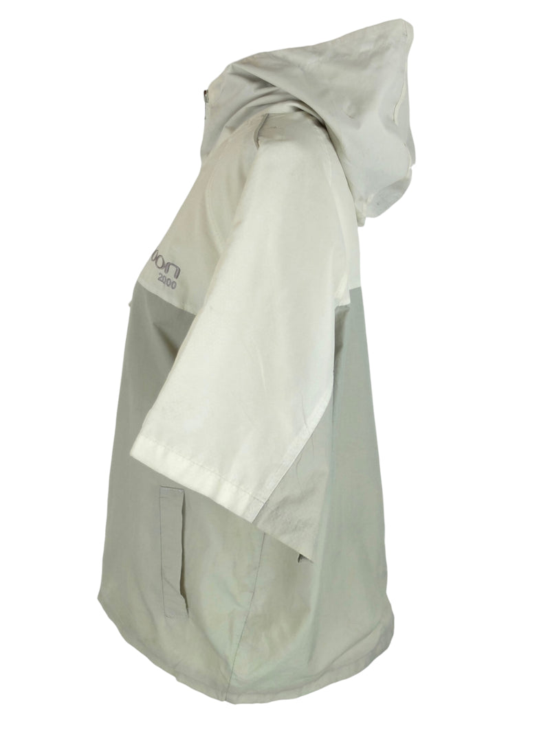 Vintage 2000s Y2K Athletic Streetwear Gorpcore Cyber Hooded Zip Up Windbreaker Lightweight Short Sleeve Shell Jacket Shirt