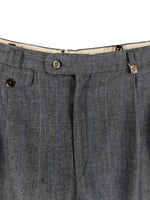 Vintage 70s Men's Mod Bohemian Hippie Solid Basic Blue Straight Leg Cigarette Silhouette Trouser Pants | 33 Inch Waist