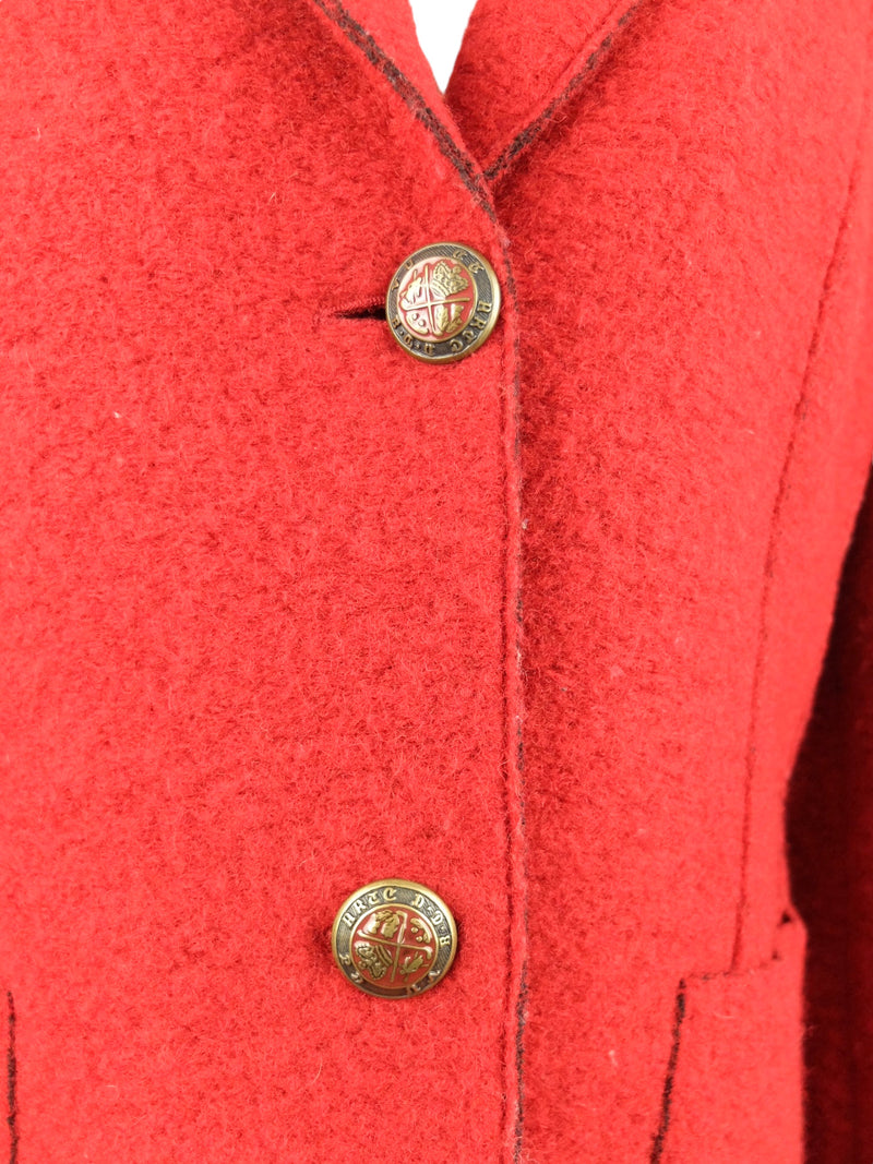 Vintage 2000s Y2K Krizia Preppy Chic Red Boucle Wool Blend Winter Blazer Jacket