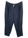Vintage 90s Y2K Minimalist Athletic Style Dark Navy Blue Trouser Pants with Elasticated Waist & Drawstring | 38 Inch Waist