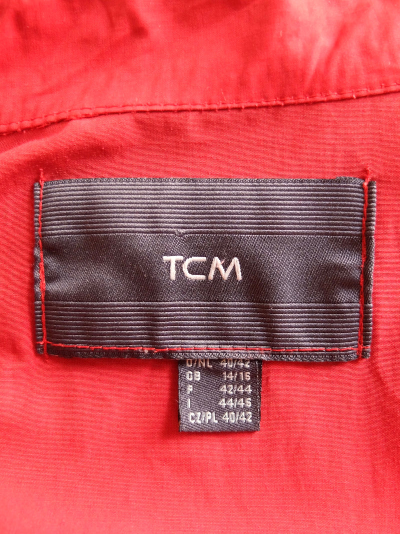 Vintage 2000s Y2K Utility Preppy Athletic Style Mockneck Red Cargo Jacket with Adjustable D-Ring Details