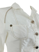 Vintage 2000s Y2K Marithé + François Girbaud Designer White Button Up Thin Lightweight Denim Jacket Shirt
