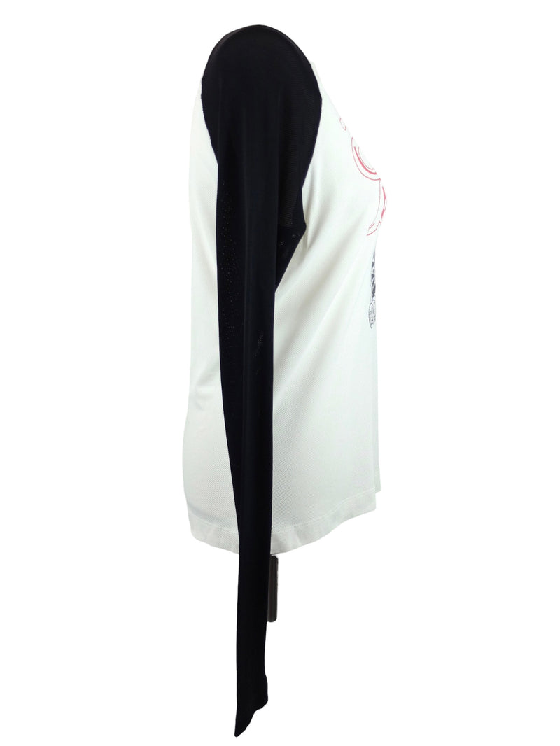 Vintage 2000s Y2K Versace Jeans Athletic Streetwear Black & White Tiger Print Long Sleeve Top