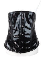 Vintage 2000s Y2K Gothic Black PVC Latex Lace Up Waist Cincher Bustier Corset