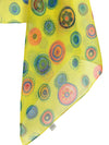 Vintage 2000s Y2K Funky Abstract Patterned Yellow & Multicoloured Chiffon Wide Long Neck Tie Scarf