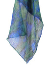 Vintage 90s Silk Hippie Bohemian Blue & Green Tie Dye Acid Wash Long Wide Shawl Wrap Neck Tie Scarf