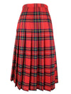 Vintage 70s Mod Schoolgirl Academia Style Wool High Waisted Retro Bright Red & Blue A-Line Pleated Midi Skirt | 30 Inch Waist