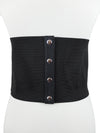 Vintage 2000s Y2K Gothic Grunge Black Faux Leather Waist Trainer Cincher Corset with Elastic Back & Snap Buttons