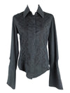 Vintage 2000s Y2K Gianfranco Ferre Avant Garde Designer Gothic Grunge Black Cotton Blend Embroidered Blouse Shirt