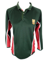 Vintage 90s Y2K Streetwear Athletic Sports Green Red & White Striped Long Sleeve Collared Polo Jersey Shirt