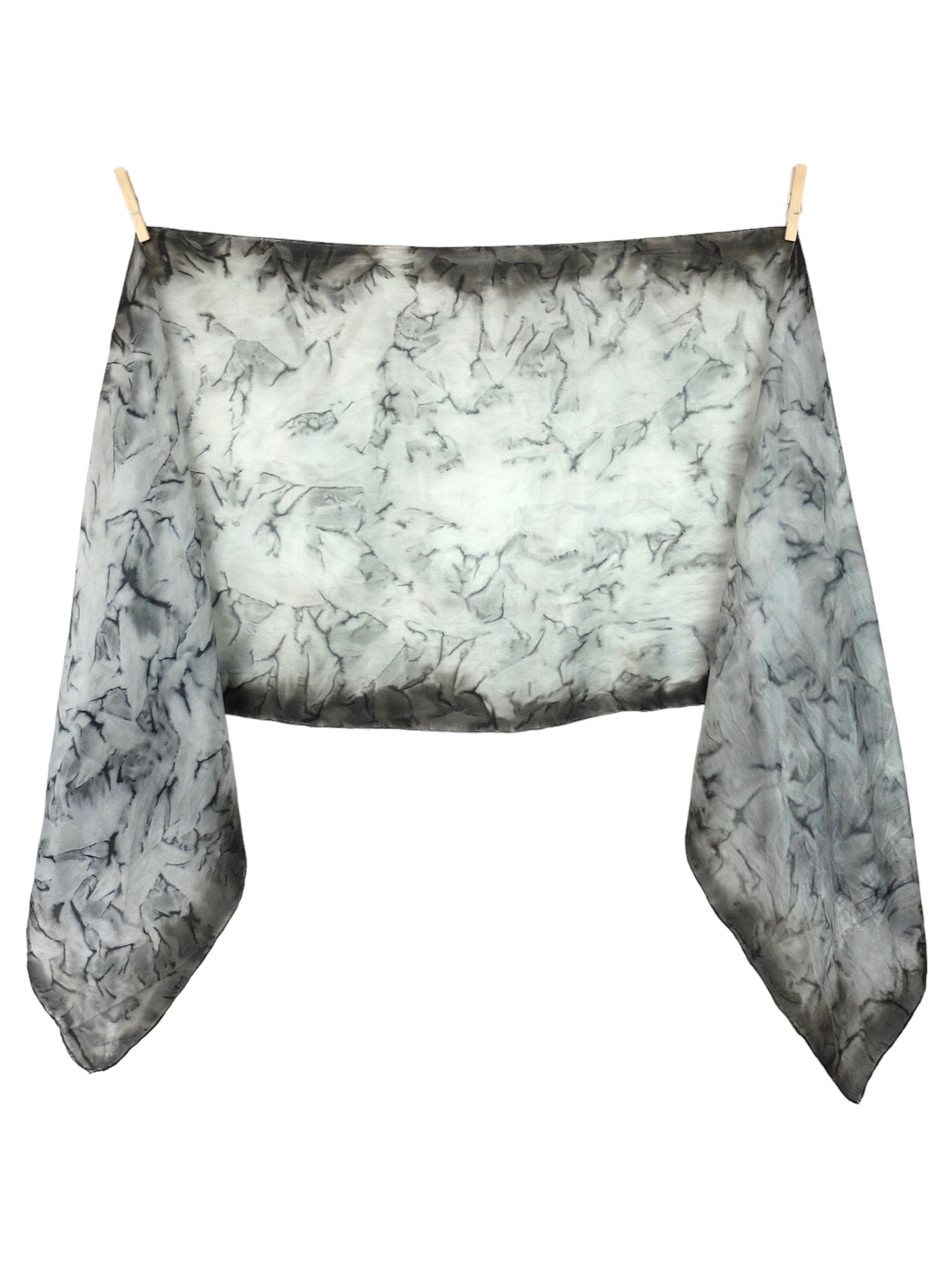 Vintage 2000s Y2K Silk Chic Hippie Black & Grey Tie Dye Acid Wash Wide Shawl Wrap Neck Tie Scarf