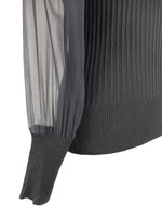Vintage 2000s Y2K Subversive Chic Black Sheer Long Sleeve Turtleneck Scoop Neck Blouse with Oversized Cuffs