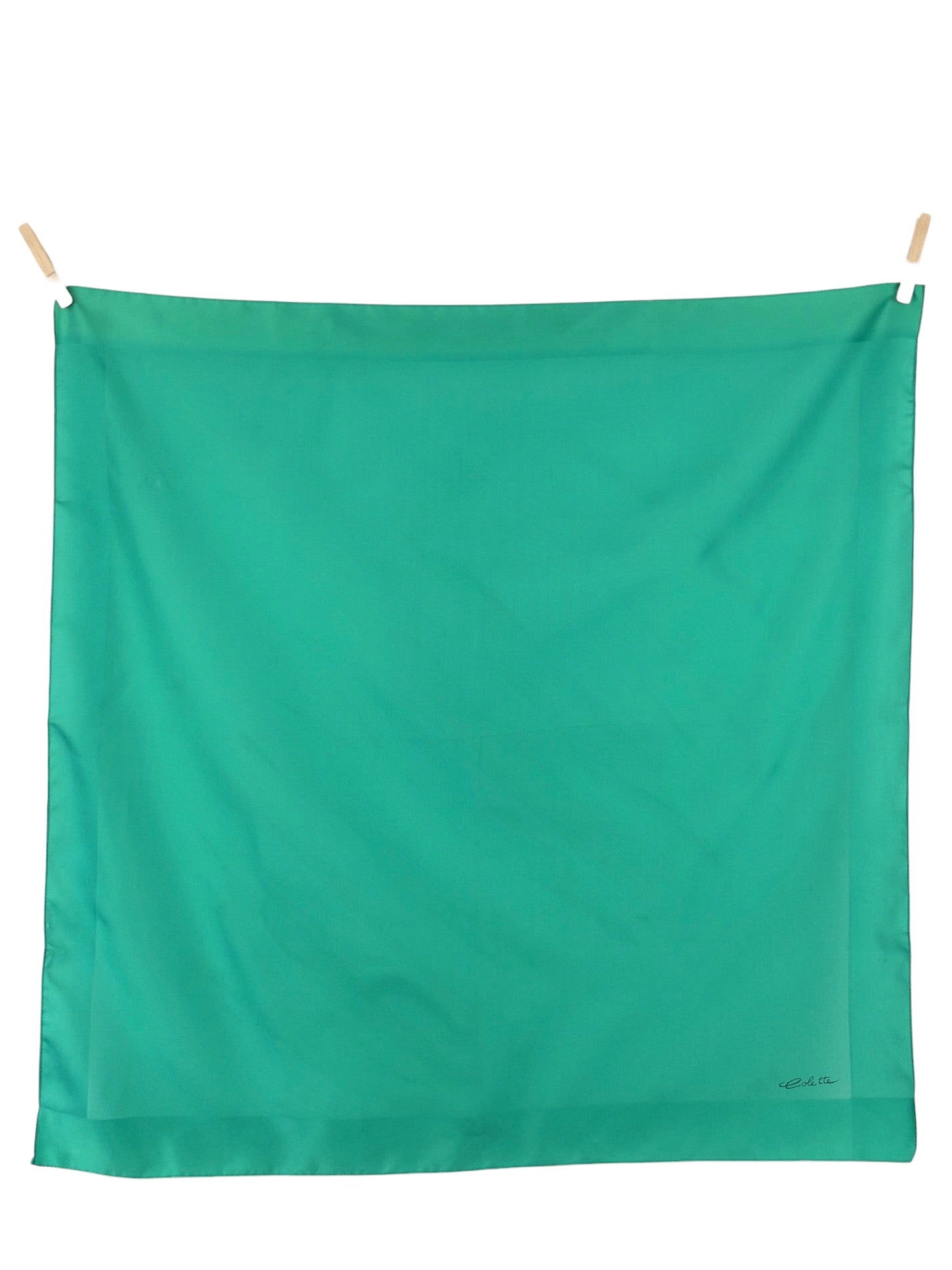 Vintage 90s Minimalist Solid Basic Teal Turquoise Green Solid Basic Square Bandana Neck Tie Scarf