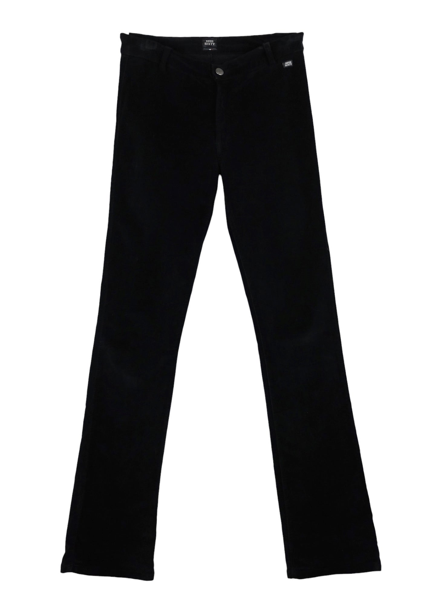 Vintage 2000s Y2K Miss Sixty Grunge Black Mid-Rise Velour Straight Leg Trouser Pants