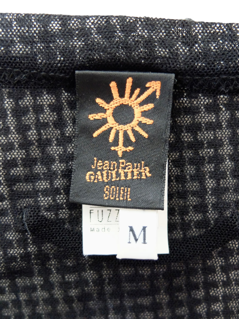 Vintage 2000s Y2K Jean Paul Gaultier Soileil Black Sheer Wrap Around Long Sleeve Mesh Top with Tie