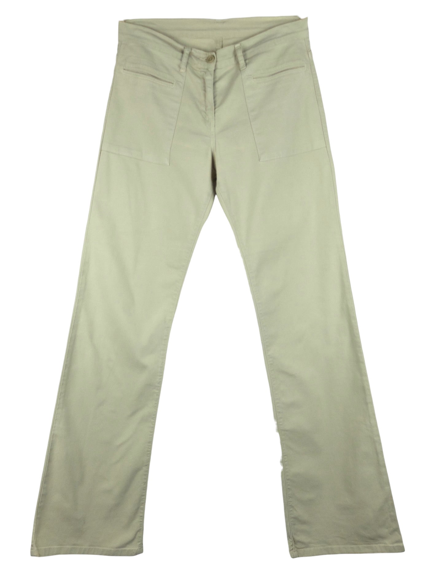 Vintage 2000s Y2K United Colors of Benetton Minimalist Low-Mid Rise Basic Tan Khaki Straight Leg Bootcut Trouser Pants