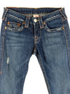Vintage 2000s Y2K True Religion Low Rise Dark Wash Blue Denim Straight Leg Bootcut Jeans
