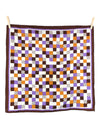 Vintage 90s Mod Psychedelic Geometric Checkered Print Purple & Mustard Yellow Square Bandana Neck Tie Scarf
