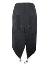 Vintage 2000s Y2K Jean Paul Gaultier Avant Garde Goth Grunge Black Midi Utility Cargo Skirt with Drawstring Detail