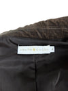 Vintage 2000s Y2K Boho Chic Dark Brown Velour Corduroy Collared Blazer Jacket with Rose Corsage Detail
