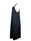 Vintage 2000s Y2K Utilitarian Solid Black & Red Sleeveless Pinafore Floor Length Cargo Maxi Dress | Size 40