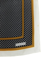 Vintage 90s Yves Saint Laurent YSL Silk Designer Black & White Polka Dot Print Square Bandana Neck Tie Scarf