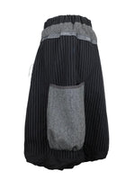 Vintage 2000s Y2K Gothic Grunge Cyber Subversive Patchwork Grey & Black Below-the-Knee Midi Skirt | 30-33 Inch Waist
