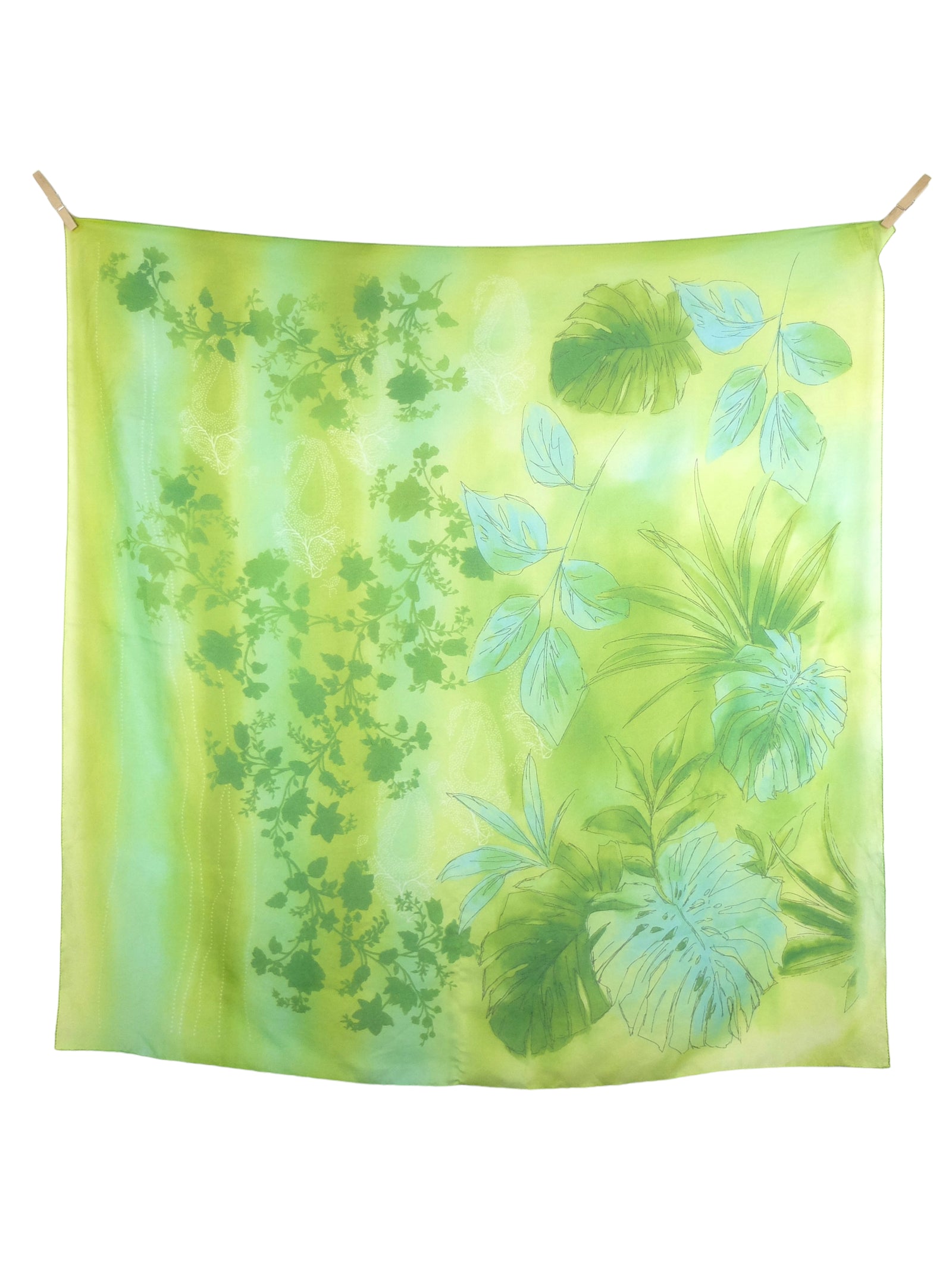 Vintage 2000s Y2K Bright Neon Green Floral Print Sheer Square Bandana Neck Tie Scarf