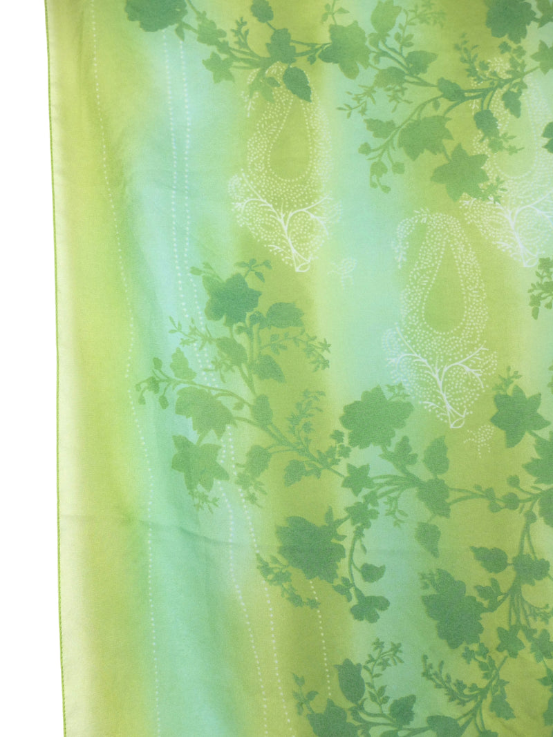 Vintage 2000s Y2K Bright Neon Green Floral Print Sheer Square Bandana Neck Tie Scarf