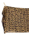 Vintage 90s Bohemian Avant-Garde Abstract Gold & Brown Patterned Long Wide Neck Tie Scarf
