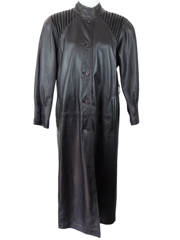 Vintage 80s Chic Gothic Grunge Black Leather Maxi Floor Length