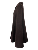 Vintage 60s Mod Psychedelic Bohemian Hippie Chic Wool Brown Collared Cape Coat with Arm Holes