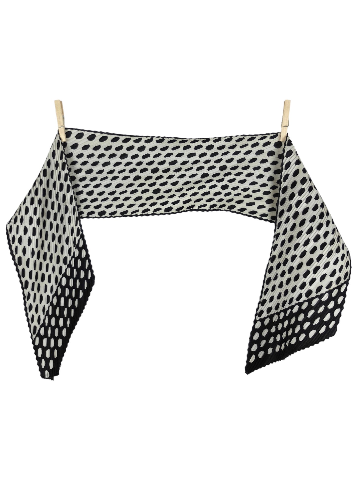 Vintage 80s Funky Chic Black & White Polka Dot Print Thin Pointed Neck Tie Scarf