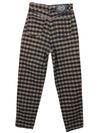 Vintage 80s Punk High Waisted Plaid Gingham Brown & Black Check Print Cigarette Trouser Pants | 27 Inch Waist