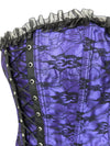 Vintage 2000s Y2K Gothic Purple & Black Ruffled Lace Sleeveless Corset Bustier Top with Ribbon Lace Up Front & Back