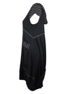 Vintage 2000s Y2K Subversive Gothic Grunge Black & Grey Short Sleeve Hooded Midi Dress