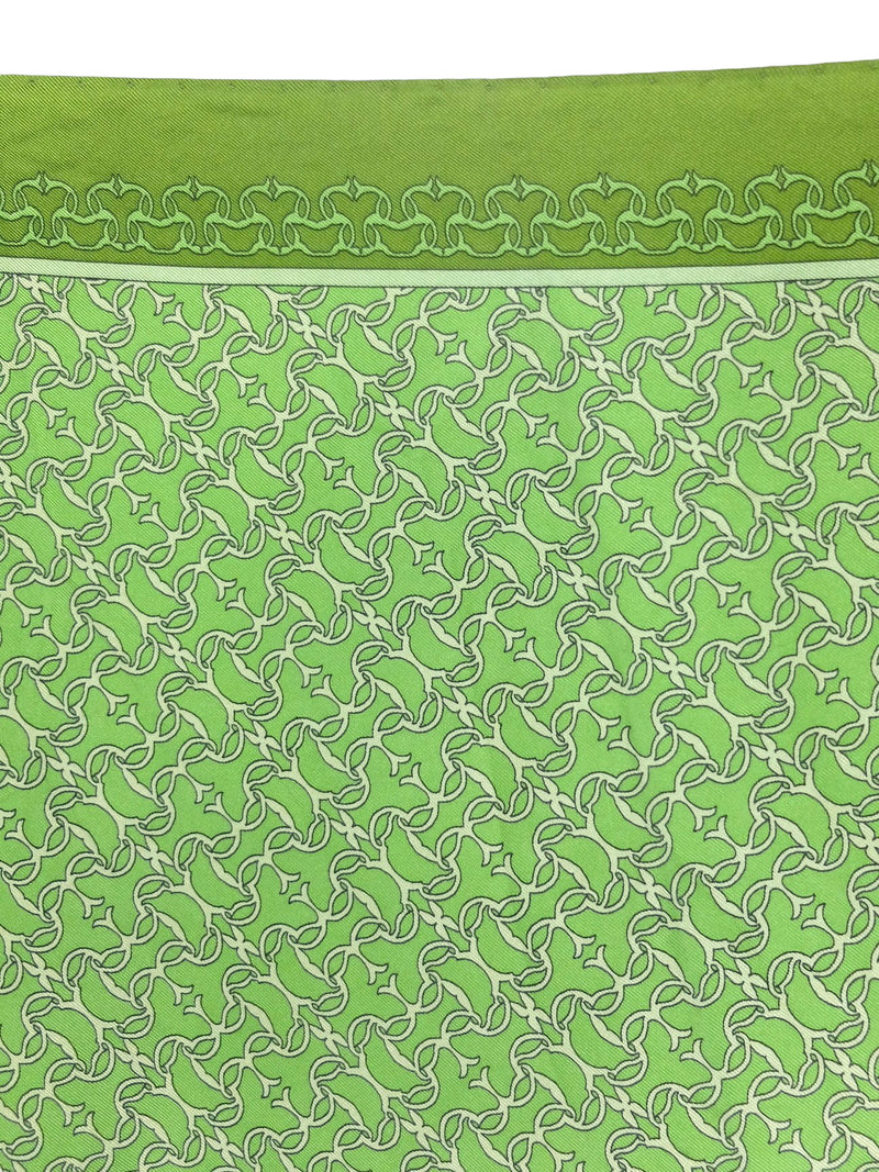 Vintage 80s Silk Mod Abstract Print Bright Green Large Square Bandana Neck Tie Scarf