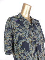 80s Tropical Safari Collared Half Sleeve Button Up Shirt