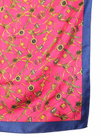 Vintage 80s Silky Pink Baroque Crown Print Large Square Bandana Neck Tie Scarf
