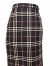 Vintage 90s Y2K Wool Schoolgirl Preppy Plaid Check Print High Waisted Pencil Midi Skirt with Back Slit | Size 14 UK, 10 US, 31.5 Inch Waist