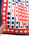 Vintage 60s Mod Red White & Blue Polka Dot Polyester Square Bandana Neck Tie Scarf