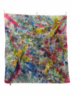 Vintage 80s Silk Hippie Festival Tie Dye Acid Wash Abstract Rainbow Multicoloured Large Square Bandana Neck Tie Scarf