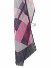 Vintage 70s Mod Wool Pink & Purple Geometric Check Print Long Wide Neck Tie Scarf