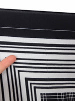 Vintage 60s Mod Bohemian Hippie Black & White Striped Check Print Geometric Square Bandana Neck Tie Scarf with Hand-Rolled Hem