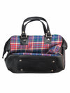 Vintage 60s Mod Plaid Check Print Faux Leather Top Handle Briefcase Travel Bag with Zippers